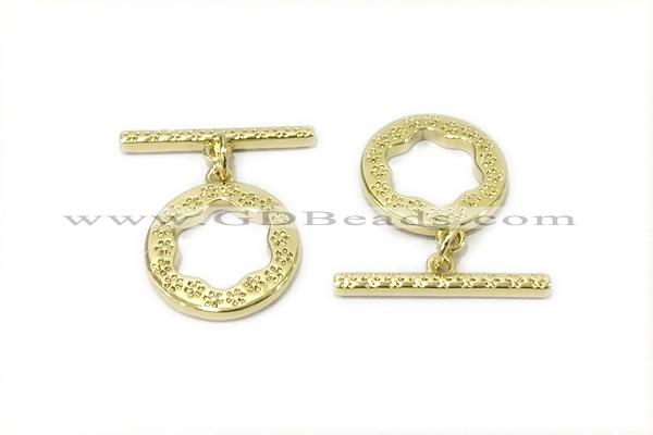 CONN12 3*21mm, 15mm copper toggle clasp gold plated