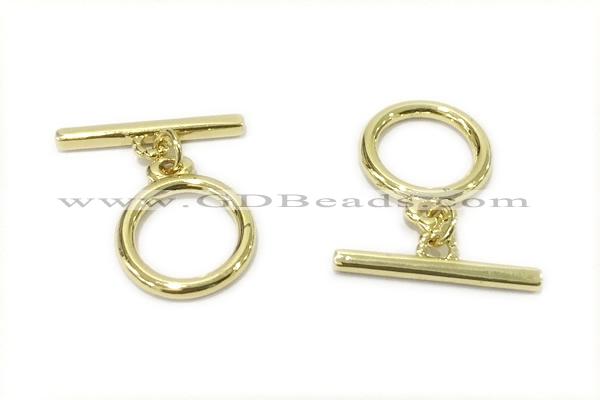 CONN15 2*21mm, 15mm copper toggle clasp gold plated