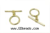 CONN20 2*21mm, 15mm copper toggle clasp gold plated