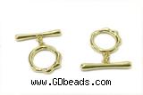 CONN21 2*21mm, 15mm copper toggle clasp gold plated