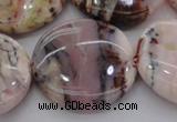 COP1269 15.5 inches 35mm flat round natural pink opal gemstone beads