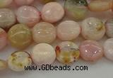 COP1293 15.5 inches 8mm flat round natural pink opal beads