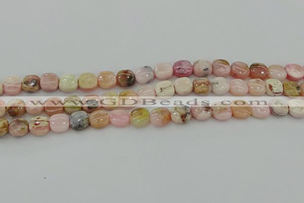 COP1297 15.5 inches 8*8mm square natural pink opal beads