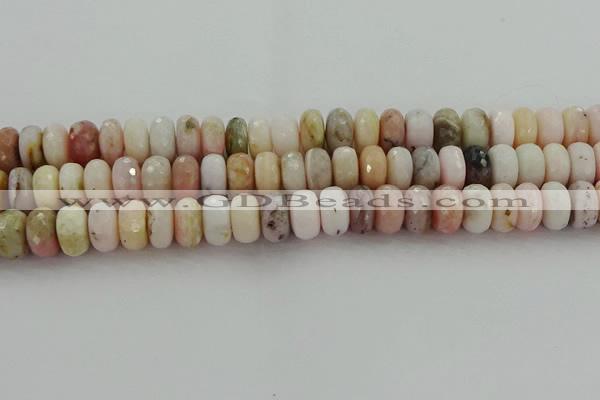 COP1324 15.5 inches 7*12mm faceted rondelle natural pink opal beads