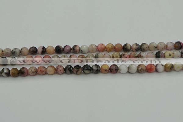 COP1412 15.5 inches 8mm faceted round natural pink opal gemstone beads