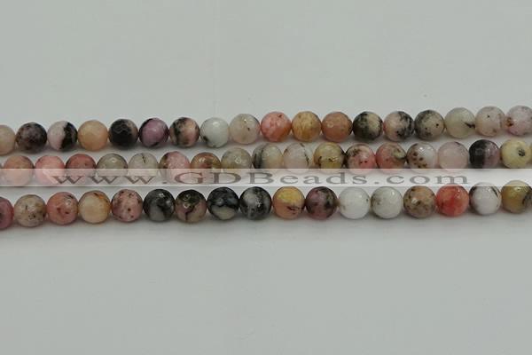 COP1414 15.5 inches 12mm faceted round natural pink opal gemstone beads