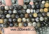 COP1611 15.5 inches 10mm faceted round moss opal beads