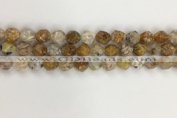 COP1677 15.5 inches 10mm faceted nuggets yellow opal gemstone beads