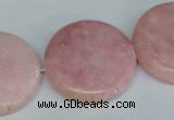 COP168 15.5 inches 30mm flat round pink opal gemstone beads