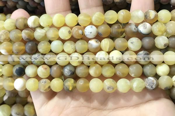 COP1767 15.5 inches 8mm round matte yellow opal beads wholesale