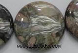 COP253 15.5 inches 40mm flat round natural grey opal gemstone beads