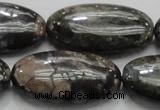 COP258 15.5 inches 20*40mm oval natural grey opal gemstone beads