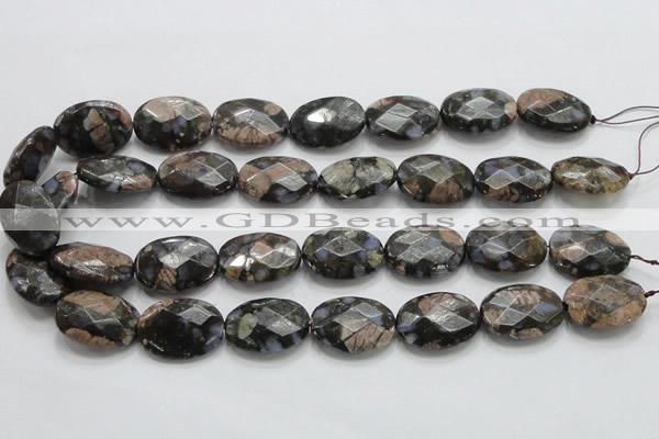 COP261 15.5 inches 18*25mm faceted oval natural grey opal beads