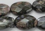 COP274 15.5 inches 20*30mm faceted oval natural grey opal gemstone beads