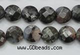 COP275 15.5 inches 12mm faceted round natural grey opal gemstone beads