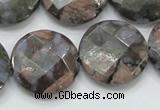 COP278 15.5 inches 25mm faceted round natural grey opal gemstone beads