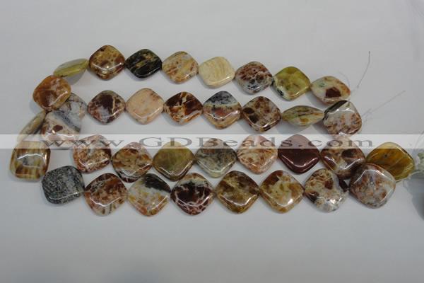 COP325 15.5 inches 20*20mm diamond brandy opal gemstone beads wholesale