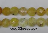 COP345 15.5 inches 10mm faceted coin yellow opal gemstone beads