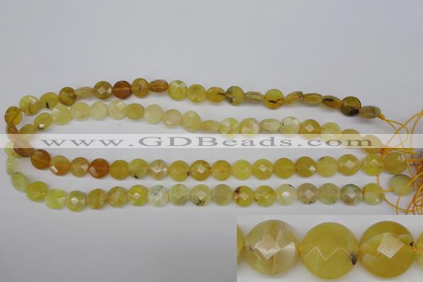 COP345 15.5 inches 10mm faceted coin yellow opal gemstone beads