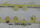 COP347 Top-drilled 6*9mm faceted teardrop yellow opal gemstone beads