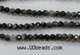 COP460 15.5 inches 4mm faceted round natural grey opal gemstone beads