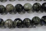 COP463 15.5 inches 10mm faceted round natural grey opal gemstone beads