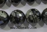 COP467 15.5 inches 18mm faceted round natural grey opal gemstone beads