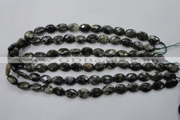 COP486 15.5 inches 10*14mm faceted oval natural grey opal beads