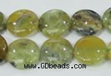 COP558 15.5 inches 18mm flat round natural yellow & green opal beads