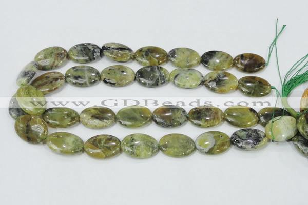 COP564 15.5 inches 18*25mm oval natural yellow & green opal beads