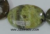 COP565 15.5 inches 30*40mm oval natural yellow & green opal beads