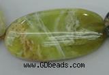 COP599 15.5 inches 25*50mm oval natural yellow & green opal beads