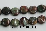 COP602 15.5 inches 10mm flat round green opal gemstone beads