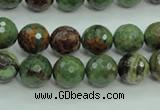 COP662 15.5 inches 8mm faceted round green opal gemstone beads