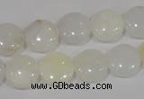 COP904 15.5 inches 12mm flat round natural white opal gemstone beads