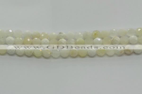 COP932 15.5 inches 8mm faceted round white opal gemstone beads