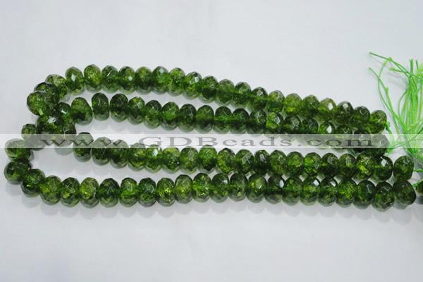 COQ102 15.5 inches 10*14mm faceted rondelle dyed olive quartz beads