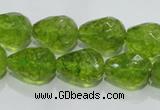 COQ111 15.5 inches 13*18mm faceted teardrop dyed olive quartz beads