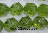 COQ119 15.5 inches 14mm faceted nuggets dyed olive quartz beads