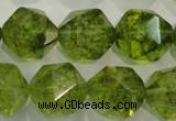 COQ120 15.5 inches 16mm faceted nuggets dyed olive quartz beads