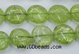 COQ25 16 inches 15mm flat round dyed olive quartz beads wholesale