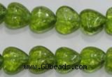 COQ31 15.5 inches 16*16mm heart dyed olive quartz beads wholesale