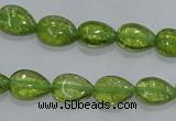 COQ40 15.5 inches 8*12mm flat teardrop dyed olive quartz beads