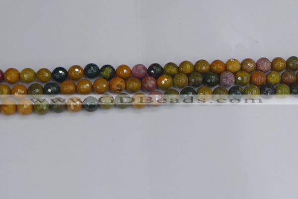 COS202 15.5 inches 8mm faceted round ocean jasper beads