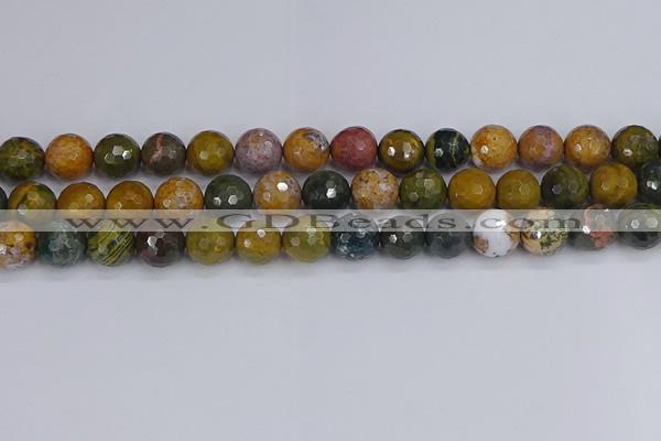 COS204 15.5 inches 12mm faceted round ocean jasper beads