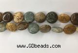 COS246 15.5 inches 16mm flat round ocean stone beads wholesale