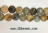 COS249 15.5 inches 25mm flat round ocean stone beads wholesale