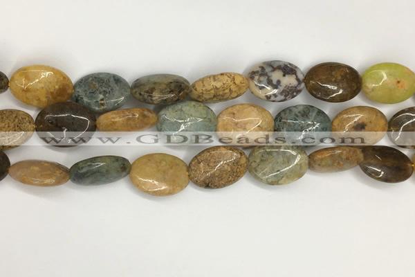 COS258 15.5 inches 10*14mm oval ocean stone beads wholesale