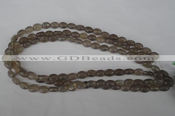 COV27 15.5 inches 8*10mm oval grey agate gemstone beads wholesale