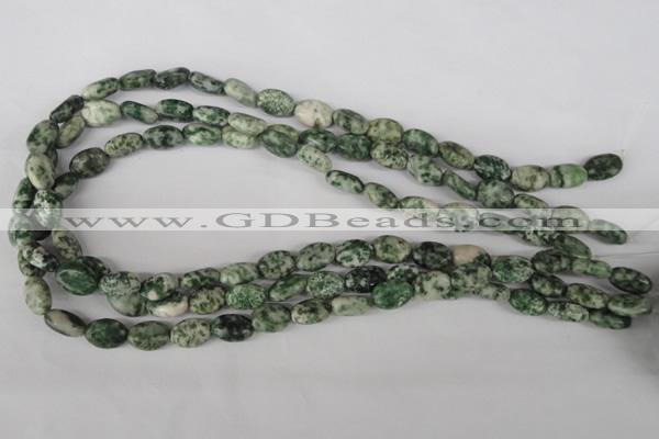 COV52 15.5 inches 8*12mm oval green spot gemstone beads wholesale